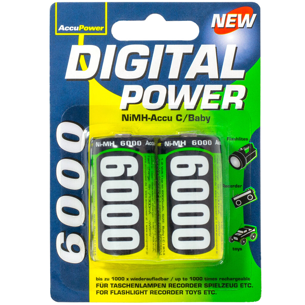 AccuPower AP6000-2 Akku, Baby/LR14 NiMH 2-Pack 6000mAh